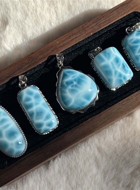 建木信使【高品质】天然海纹石拉利玛原石吊坠项链 原矿