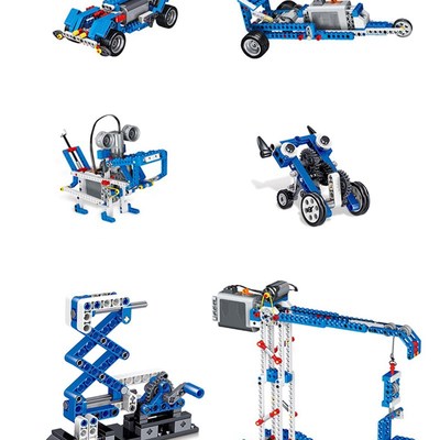 教程机器人科教g装木电动马达动力机械组齿轮拼装玩具套积9686编