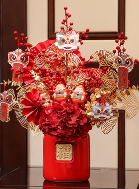 桶摆件花瓶陶瓷新房客厅家居装饰品中式春节插花乔Z迁新居礼品