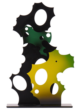 新中式彩色靠山金属假山摆t件酒店大厅玄关书房客厅样板间软装饰