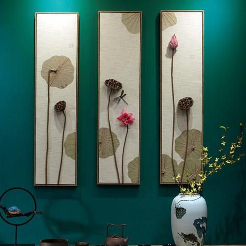 新中式壁挂立体干花装饰画客厅沙发茶室背景墙禅意墙面装饰挂画