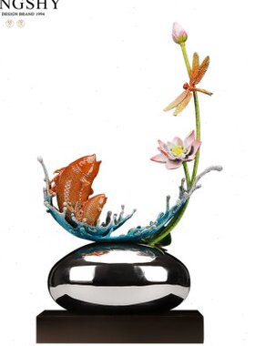 梦使铜年年有余金鱼新中式客厅餐厅玄关别墅装饰乔迁家居礼品摆件