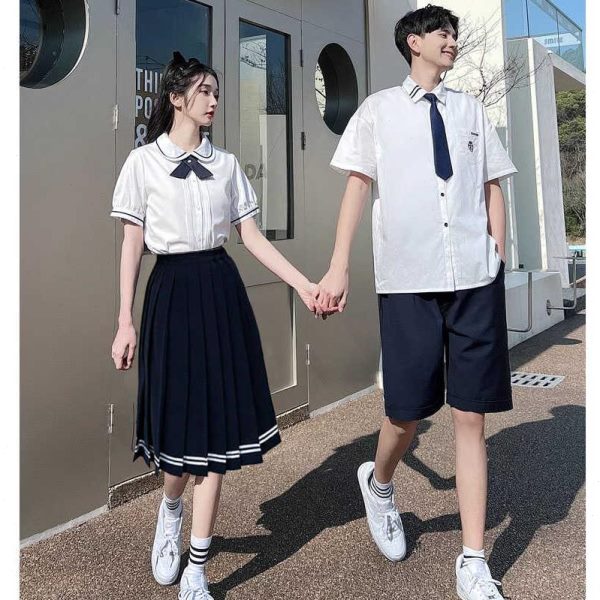 jk制服套装学院风短袖衬衫班服大码百褶半身裙长裙学生女夏中长款