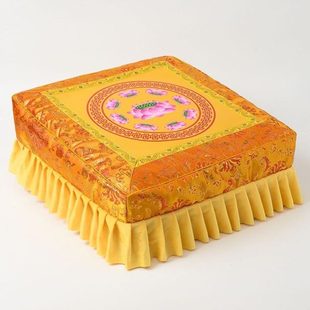 佛前拜凳跪拜垫跪拜家用莲花打坐垫实木禅修垫蒲团地垫黄色红色