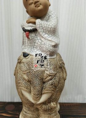 陶瓷工艺品 石湾公仔 坐象和尚 一休 佛
