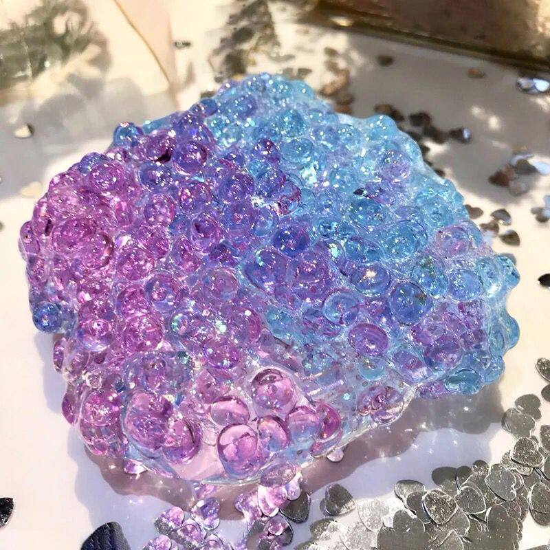 网红同款仙气扁珠泥拼色史莱姆slime发泄泥戳戳泥助眠冰块泥起泡