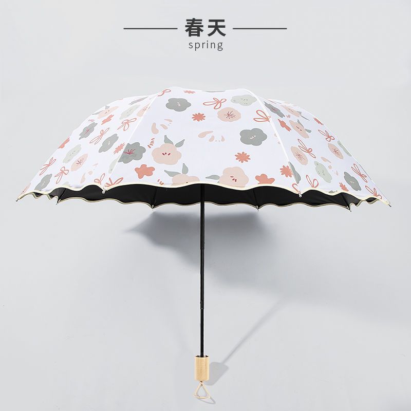 雨伞女晴两用手动黑胶防晒