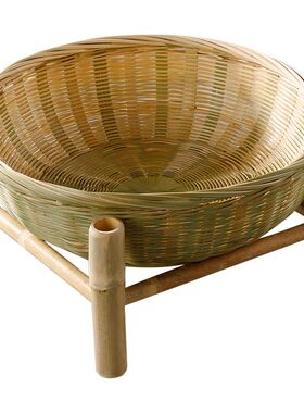 竹编果盘圆簸箕馒头筐竹篮干果篮茶道竹盘水果盘点心篮手工竹制品