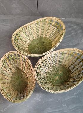 手工编织收纳水果篮篮子竹篮家用簸箕馒头竹编箩筐竹制品元宝篮子