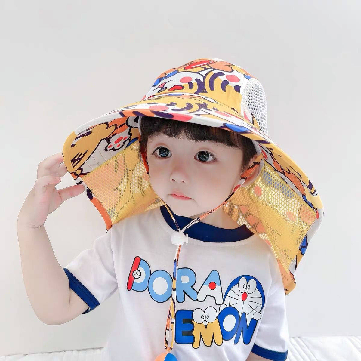 儿童护颈大帽檐遮阳脖子男