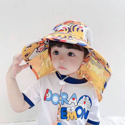 儿童护颈大帽檐遮阳脖子男