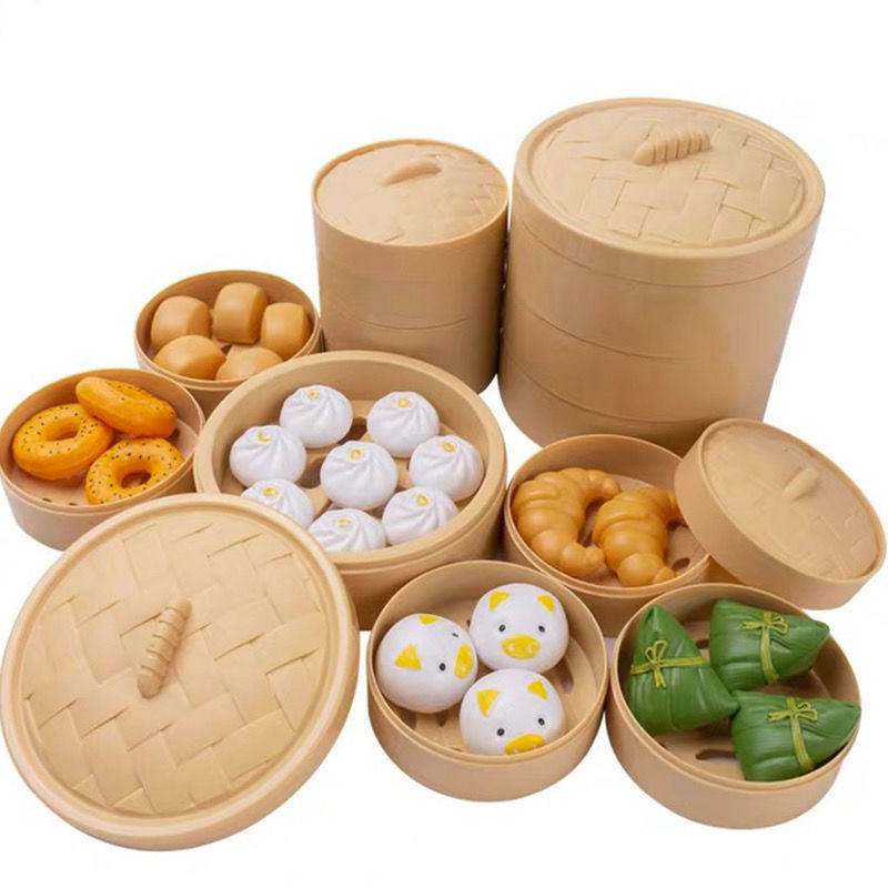 仿真中式早点烧烤蒸笼餐抖
