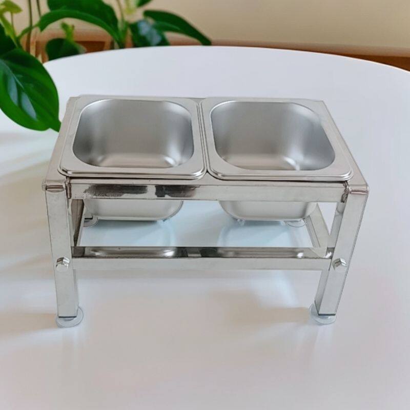 不锈钢狗食盆喝水一体全套