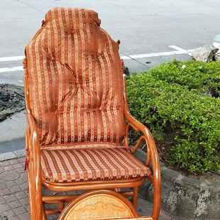 田园风格 通用可拆洗布艺垫子 木竹藤摇椅躺椅连体坐垫靠背垫 四季