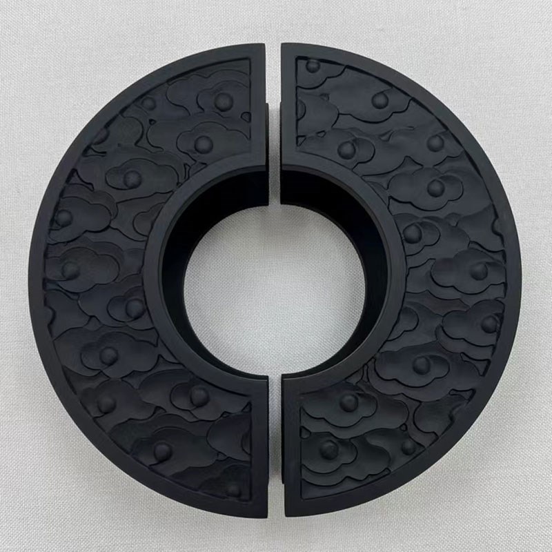 半圆拉手玻璃门把手大门扶手圆形大拉手新中式半圆祥云黑色拉把手