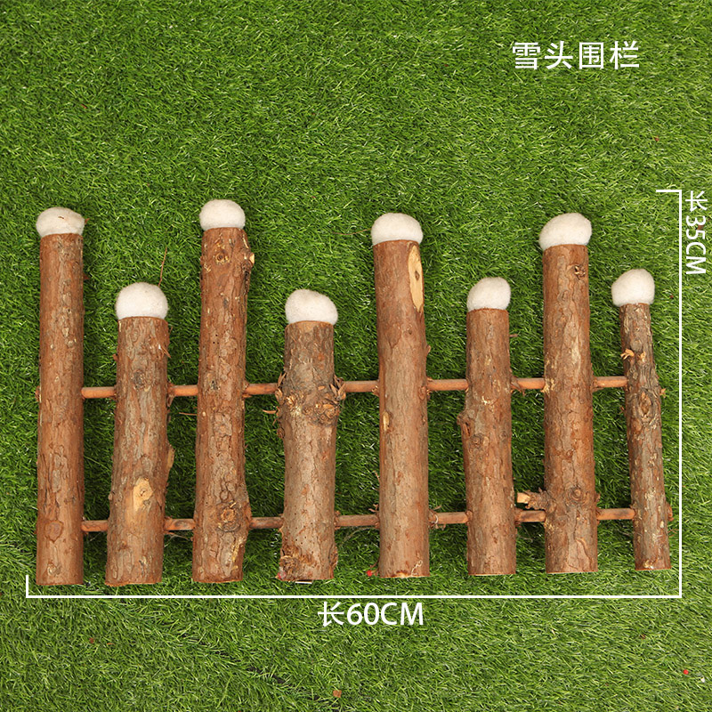 ,圣诞节装饰品围栏栅栏白色室内装饰小篱笆雪头实木装饰围栏
