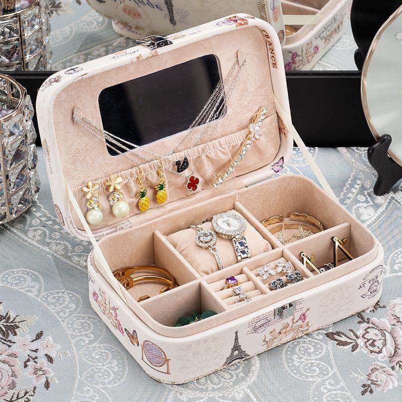 首饰收纳盒耳环耳钉项炼戒指饰品欧式大容量公主皮革手整理简约饰,收纳整理,首饰盒,淘宝优惠券,粉丝福利购,淘宝优惠卷