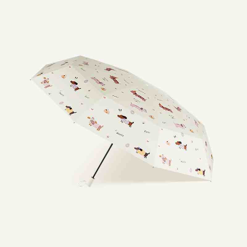 一群腊肠狗雨伞全自动太阳伞遮阳伞防晒防紫外线折叠晴雨两用女生