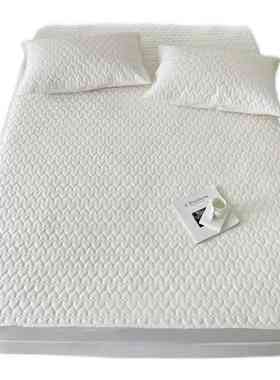 爱心夹棉白色床笠单件床垫保护套全棉床罩褥子套防滑防尘加厚全包