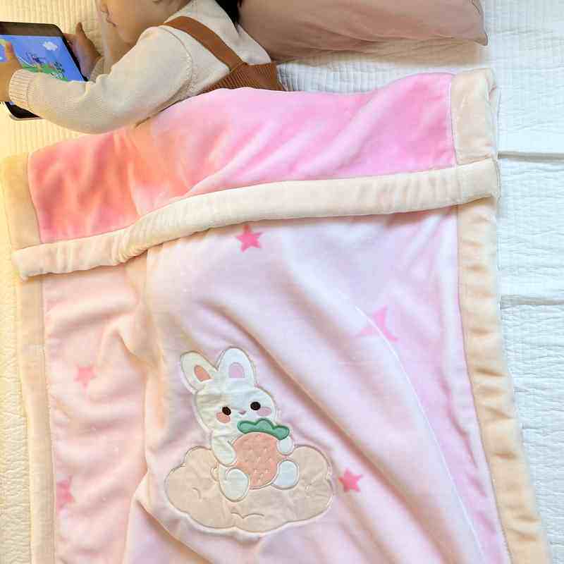 儿童婴儿毛毯小被子双层加厚秋冬季宝宝盖毯幼儿园午睡珊瑚绒毯子
