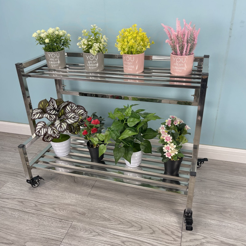 不锈钢简约现代花架置物架室外铁多层阶梯落地花盆架子阳台客厅艺