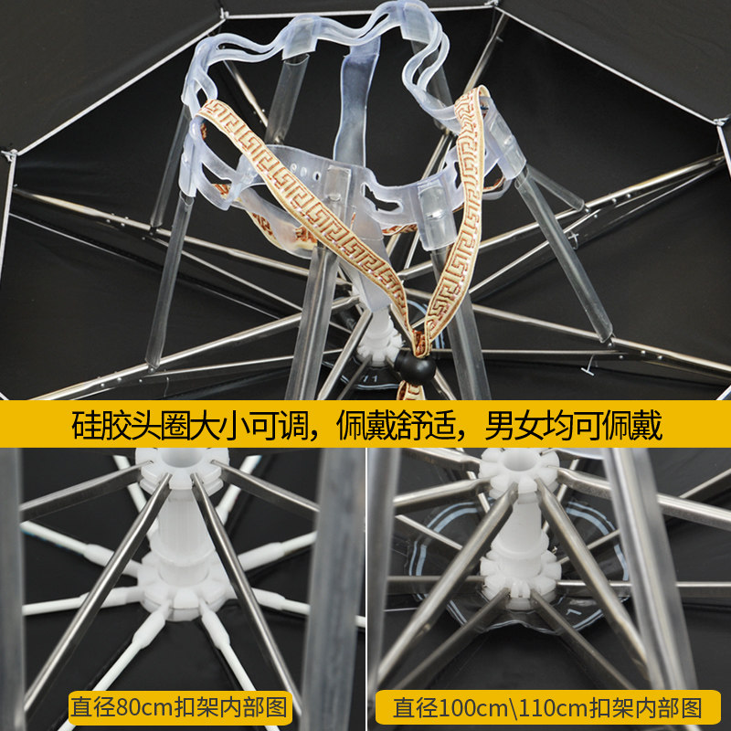 新型伞帽头戴式钓鱼伞双层透气折叠大号户外伞采茶环卫斗笠伞超轻
