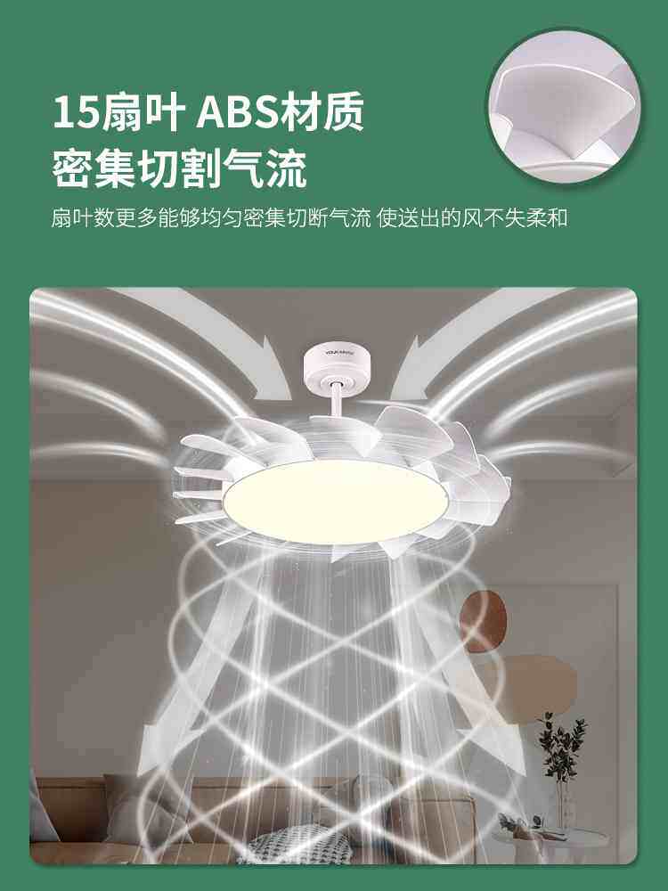佑家全光谱变频风扇灯吊灯餐厅简约时尚卧室LED遥控客厅吊扇灯