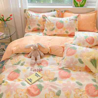 ins风纯棉枕套一对装 简约花卉草莓100全棉夏枕芯套48X74cm枕头套