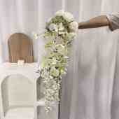 法式 民国高级复古婚礼白色仿真花瀑布手捧花新娘领证结婚花束道具