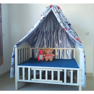 儿童婴儿防蚊帐子布床帘子圆顶落地支架护栏床遮光蚊帐透气防空调