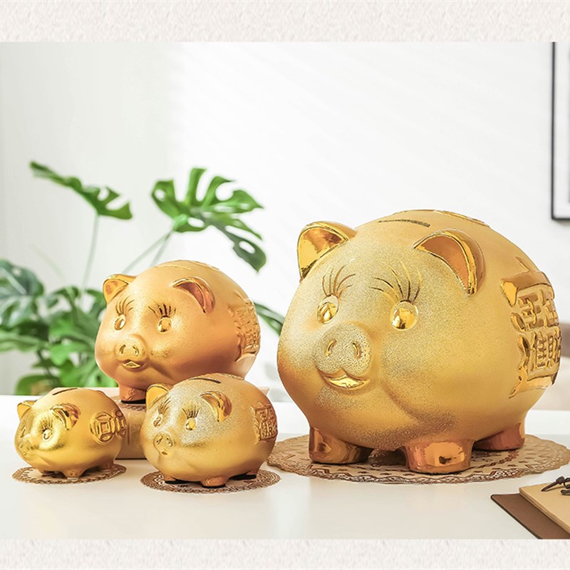 陶瓷金猪存钱罐不可取礼品大容量大人儿童只进不出家用储蓄罐摆件