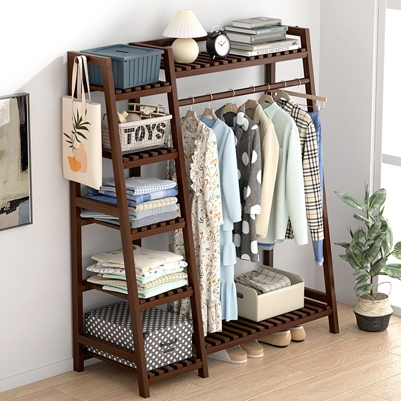 木衣架家用小挂衣实木落地服装店衣架女装简易卧室晾衣服架子儿童