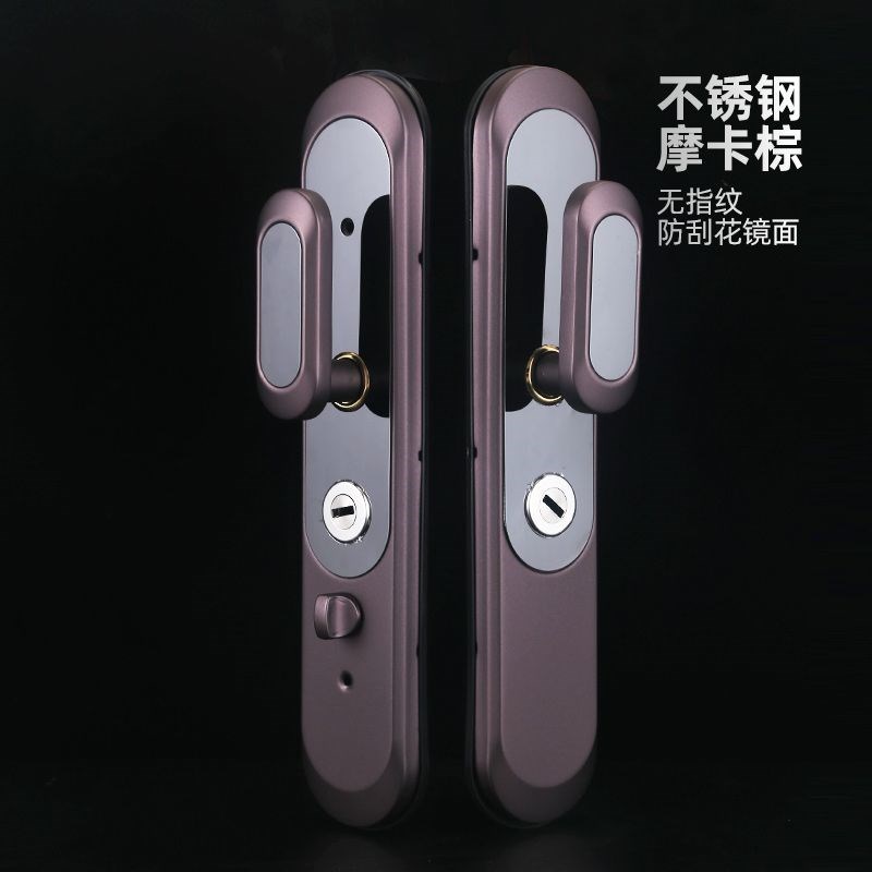 304不锈钢把手防盗门拉手入户大门锁红灰铜家用豪华面板门锁加厚