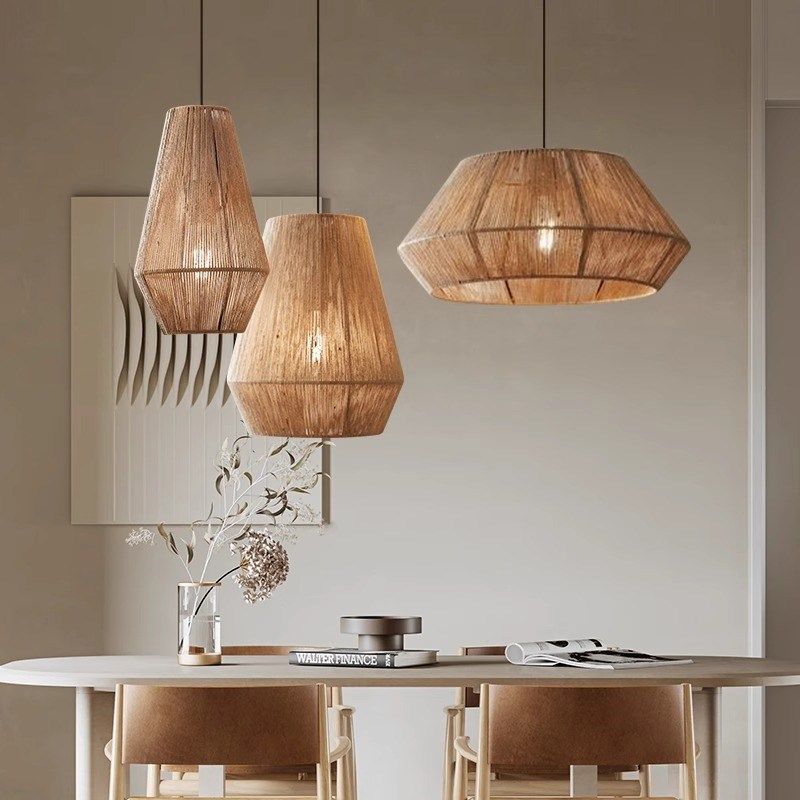 日式侘寂风吊灯复古民宿客厅卧室床头创意个性餐厅吧台编织麻绳灯,家装灯饰光源,酒店/宴会厅/餐饮吊灯,淘宝优惠券,粉丝福利购,淘宝优惠卷