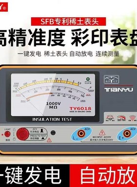 天宇绝缘电阻测试仪TY6017/6018/6045指针式摇表兆欧表漏电检测仪