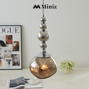 复古轻奢水晶小吊灯北欧吧台吊灯后现代卧室吊线灯床头熔岩护眼灯