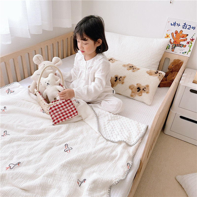 豆豆毯婴儿毯子宝宝秋冬毛毯新生纱布幼儿园小被子儿童盖毯春秋厚
