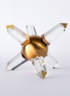 现代简约轻奢水晶六角星芒样板房客厅玄关茶几办公桌软装饰品摆件