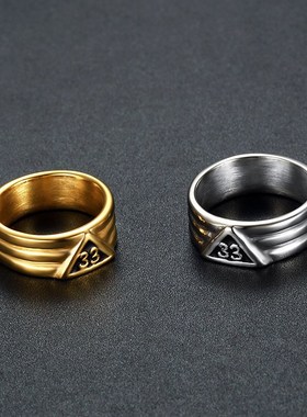 欧美节日个性不锈钢m戒指 阿拉伯数字33造型 男女款钛钢素圈小戒