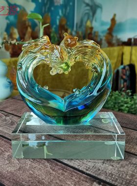 琉璃爱相随心语鱼摆件闺蜜同事结婚女朋友生日礼物创意时尚礼品