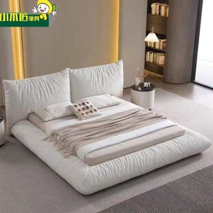 北欧面包床主卧双人奶油风落地云朵婚床方床alba榻榻米羊羔绒床