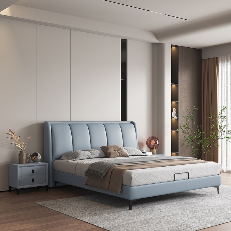 掌上明珠布艺床现代简约1.t8米双人主卧皮床1.5m实木免洗科技布轻