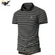 新年青年男士 商务休闲修身 美式 男短袖 上衣T恤 条纹翻领Polo衫 夏季