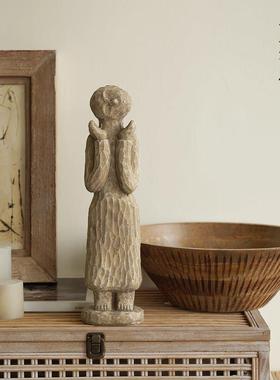 栗石侘寂风抽象水泥人形雕塑摆件家居客厅书房电视柜样板间装饰品