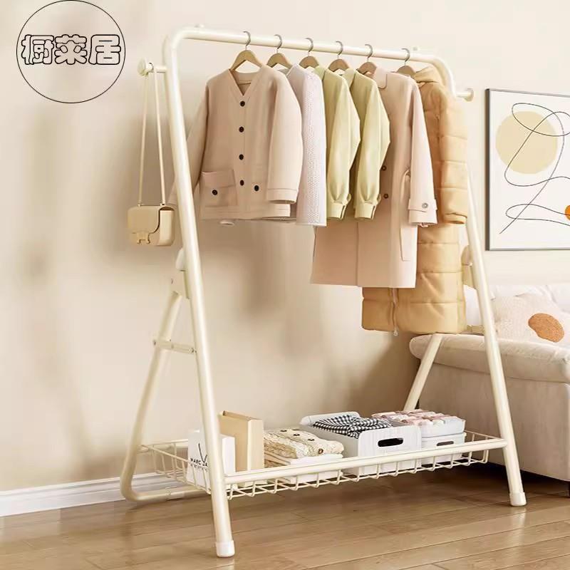 落地挂衣架家用卧室内简易衣帽架房间晾衣服架子可折叠衣物收纳架
