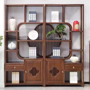 博古架展示柜实木新中式茶柜架子置物架多宝阁隔断茶叶架简约现代