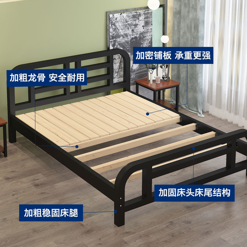 铁艺床双人床铁架床简约现代北欧单人床架1.5米欧式铁床加厚加固
