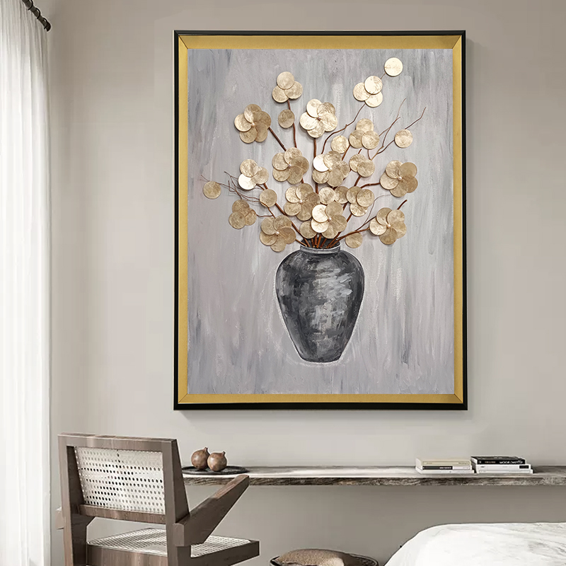 侘寂风手绘贝壳装饰画客厅复古艺术挂画饭厅玄关立体壁画高级感图片