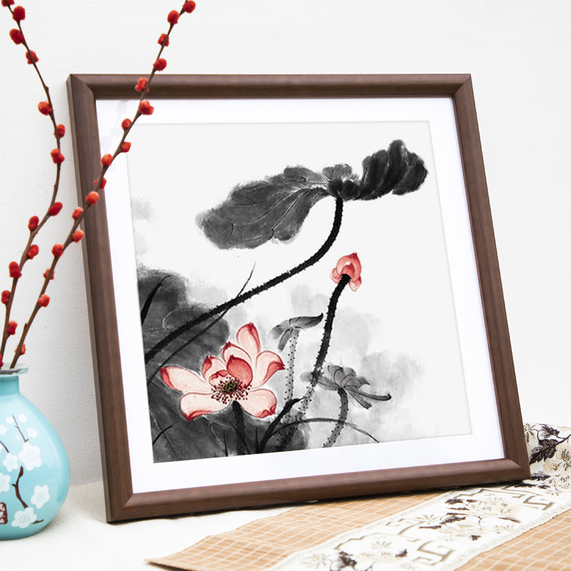 实木国画框装裱定制做33x33 50x50 68x68书法字卡镜片毛笔中式挂