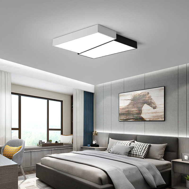 卧室吸顶灯 北欧现代简约客厅灯正方形大气创意铁艺led书房灯具